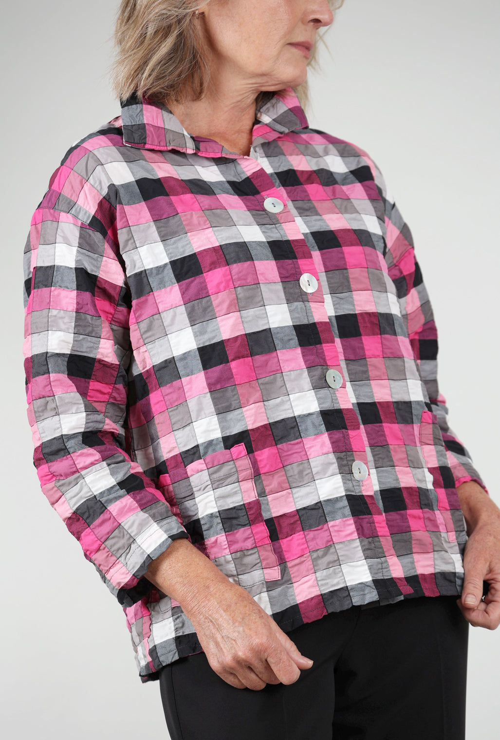 Christopher Calvin Paula Plaid Shirt Jacket, Pink 