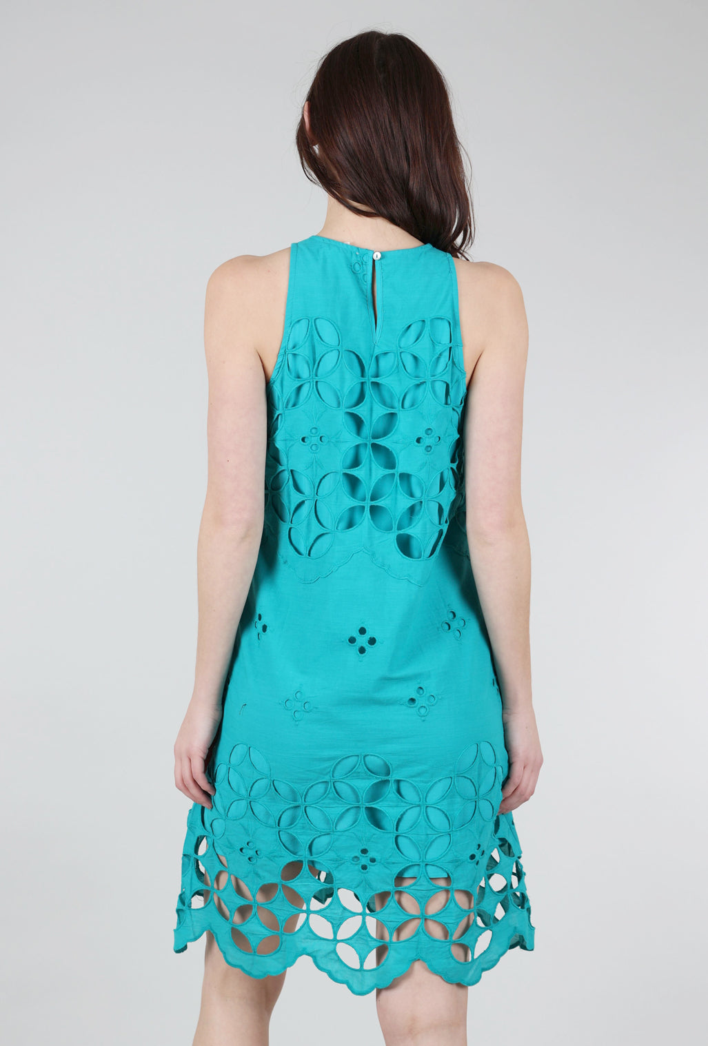 Mystree Eyelet Halter Dress, Emerald 