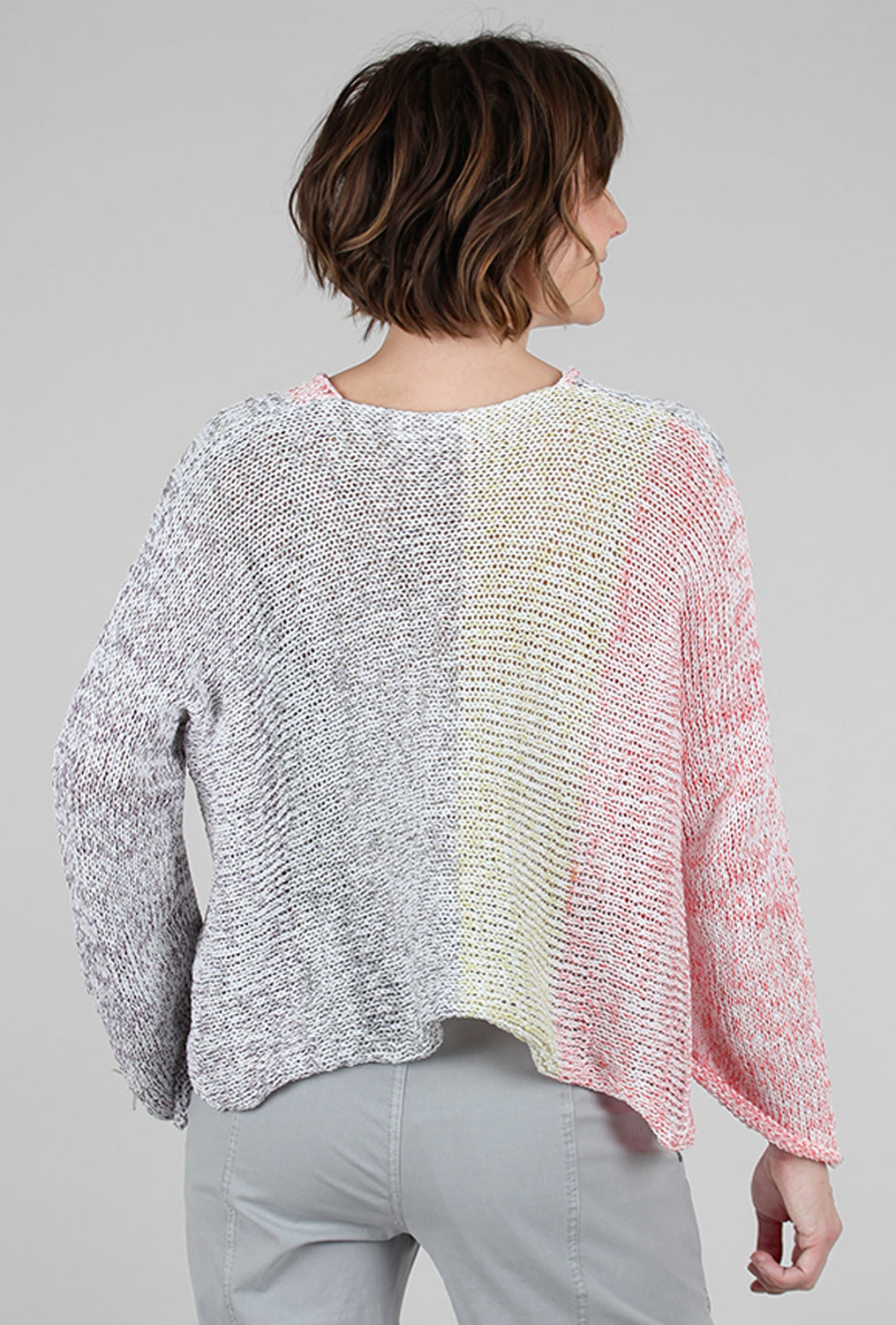 Skif Mixed Knits Vee Pullover, Gray/Red/Limon Mix 