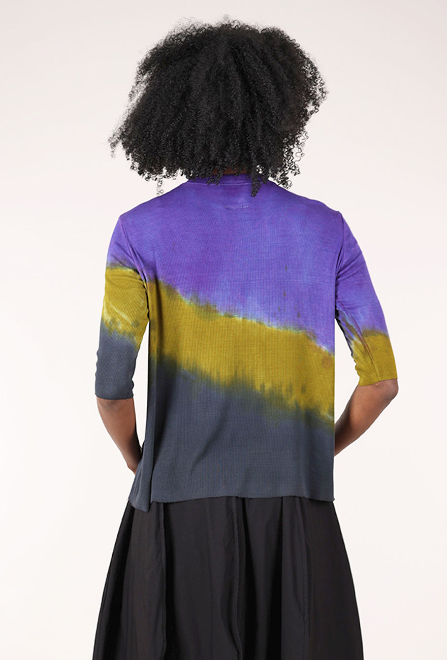 Heyne Bogut Ombre Elbow-Sleeve Rib Top, Violet 