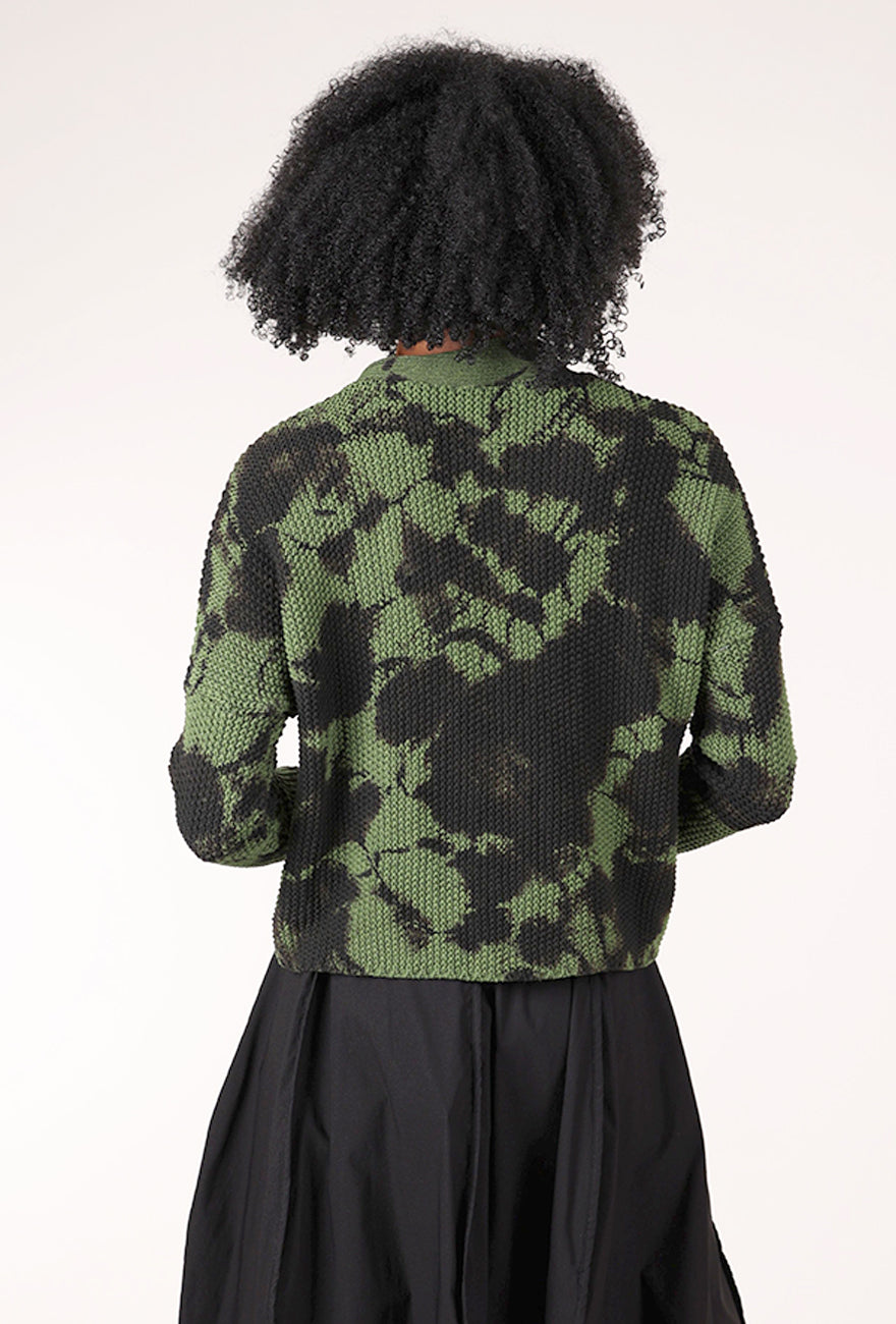 Heyne Bogut Shaker Knit Crop Cardie, Green/Black 