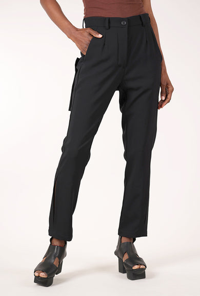 Rundholz Slit Accent Slim Trouser, Black 