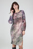 Cotelac Watercolor Puff-Sleeve Dress, Mauve Mix 