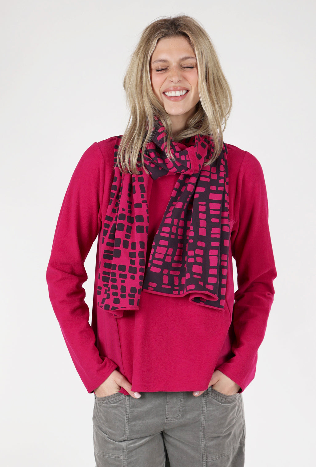 Metro Print Shawl, Magenta