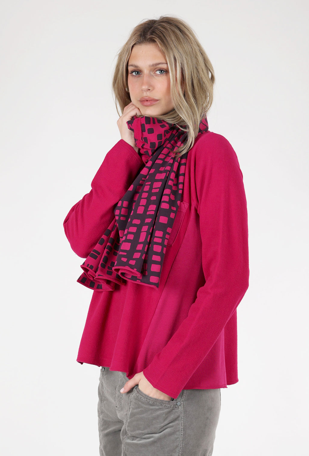 Metro Print Shawl, Magenta