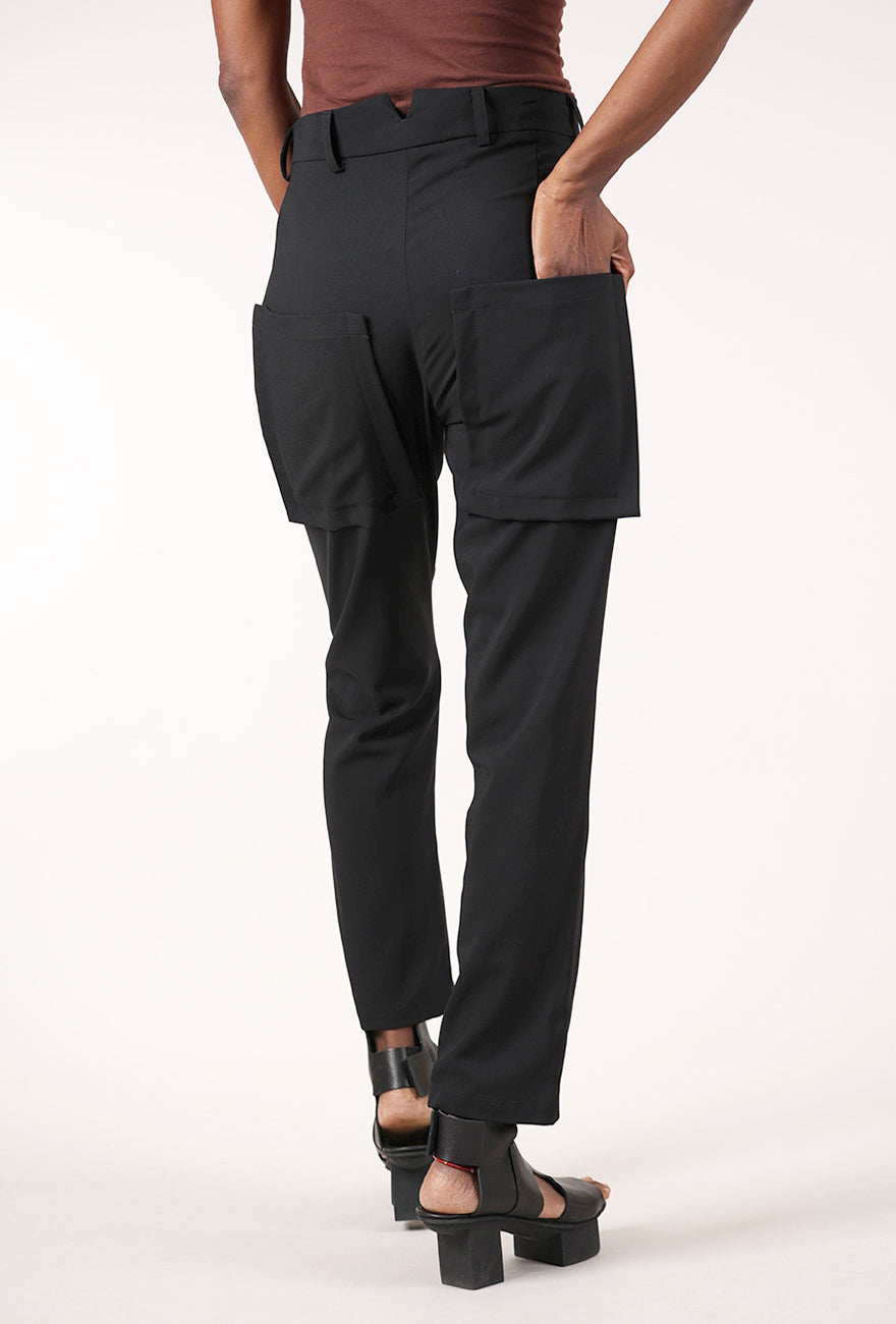 Rundholz Slit Accent Slim Trouser, Black 