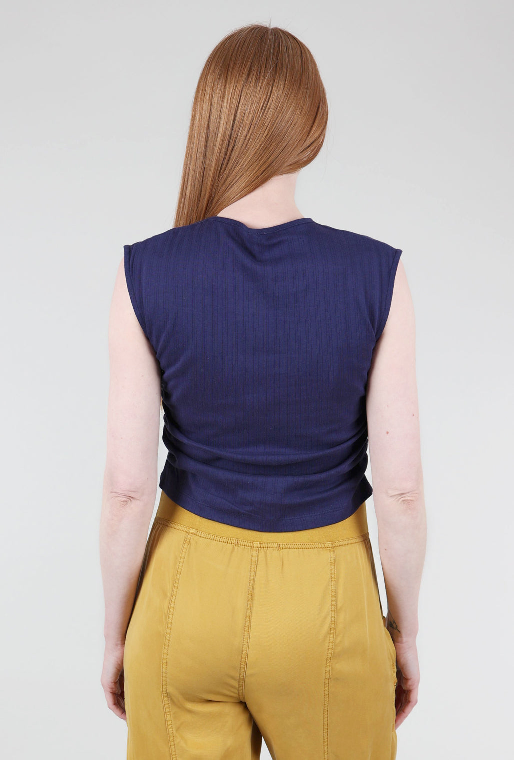 Mata Traders Ruched Ribbed Top, Navy XSmall Navy