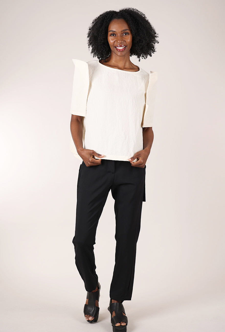Rundholz Architectural Sleeve Top, Marshmallow 