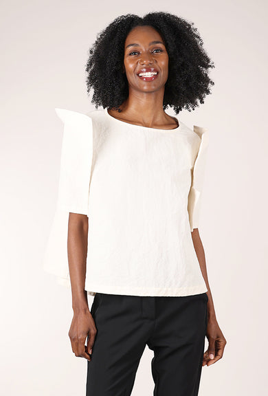 Rundholz Architectural Sleeve Top, Marshmallow 