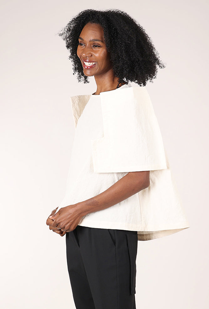 Rundholz Architectural Sleeve Top, Marshmallow 