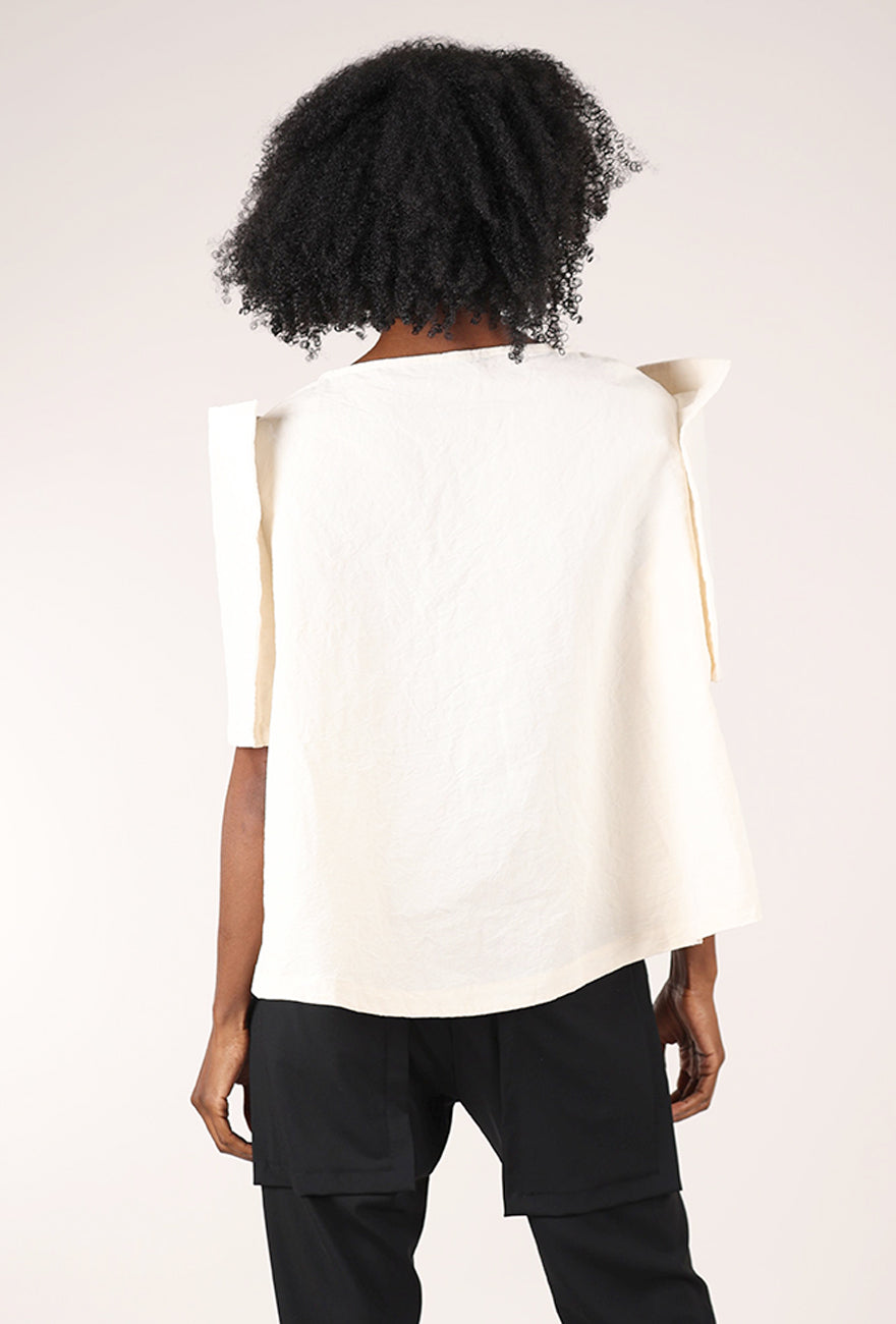 Rundholz Architectural Sleeve Top, Marshmallow 
