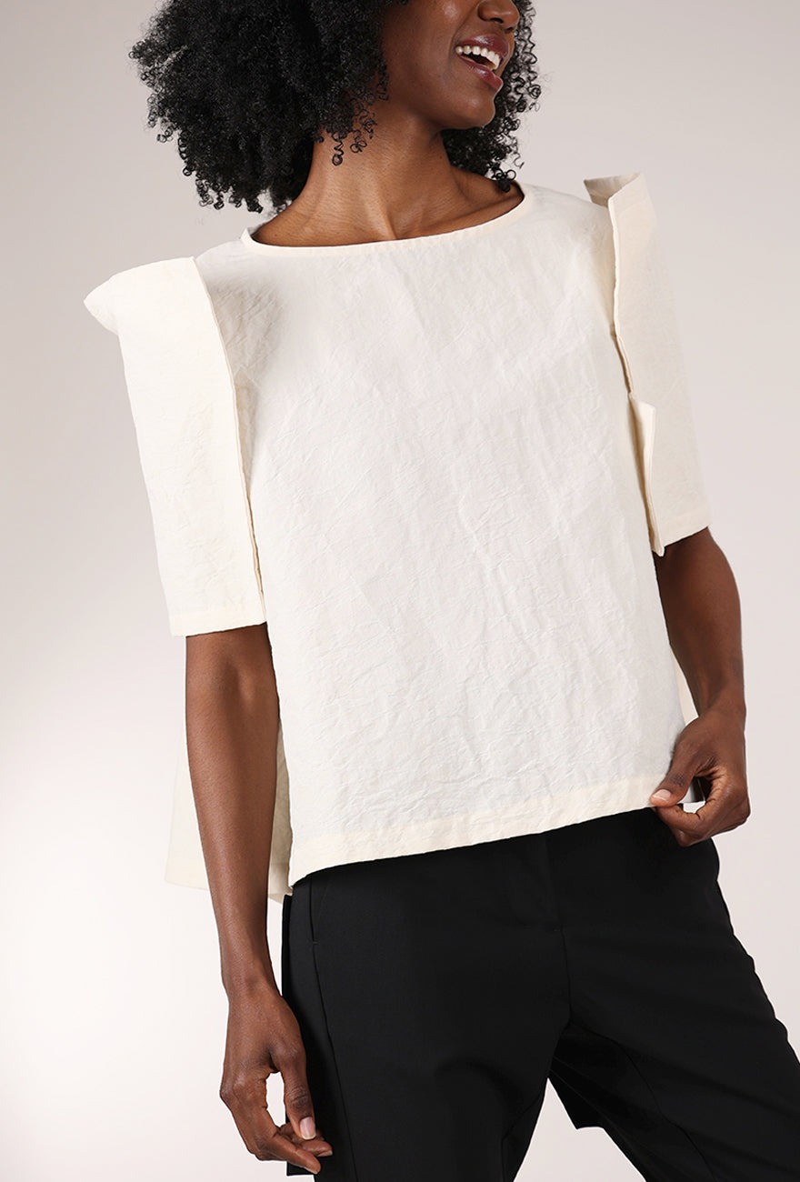 Rundholz Architectural Sleeve Top, Marshmallow 