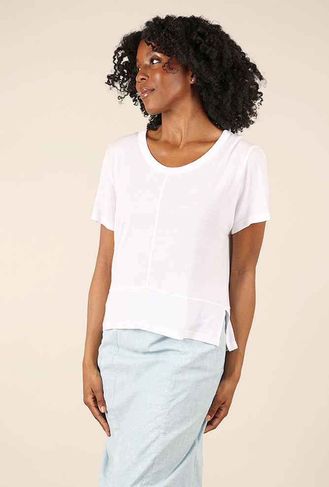 Lurdes Bergada Scoopneck Seam Top, White 