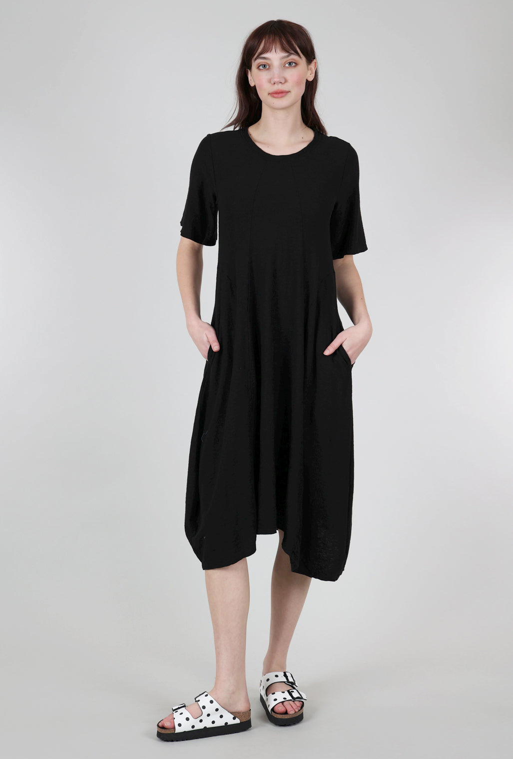 Cut Loose Seamed Midi Dress, Black 