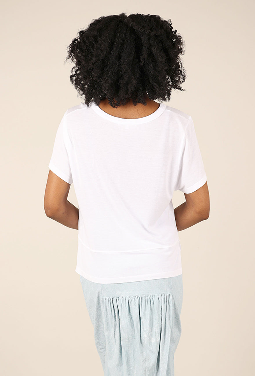 Lurdes Bergada Scoopneck Seam Top, White 