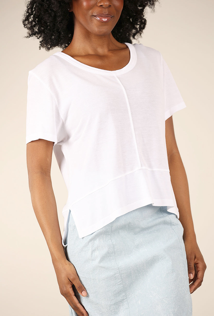 Lurdes Bergada Scoopneck Seam Top, White 