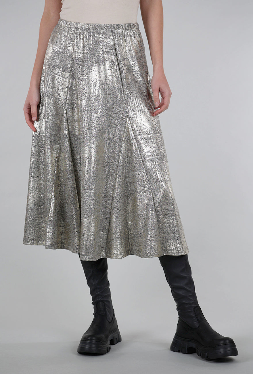 Niche Shimmer Knit Symphony Skirt, Gold 