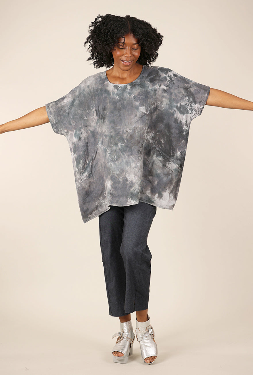 Heyne Bogut Linen Smoosh Dye Top, Gray 