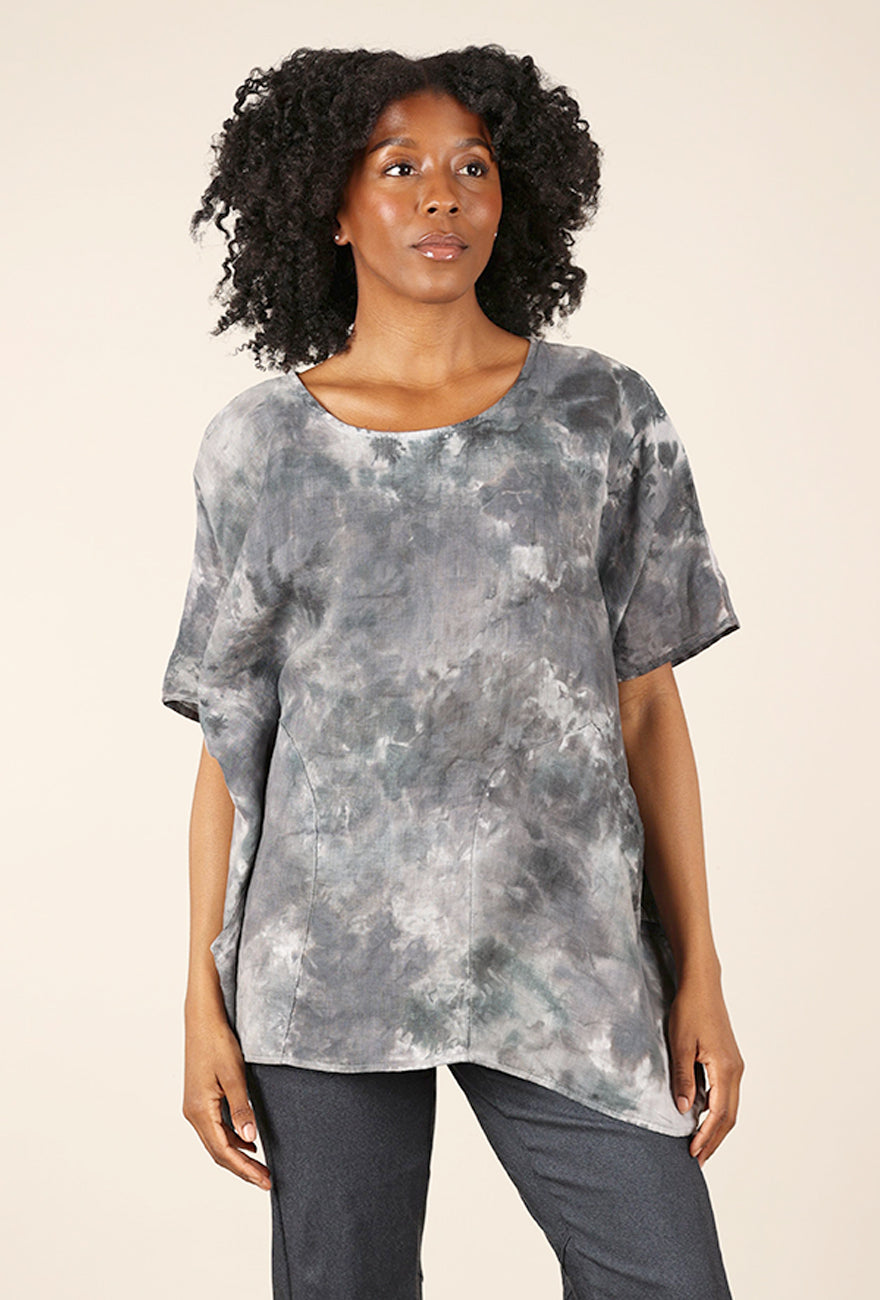 Heyne Bogut Linen Smoosh Dye Top, Gray 