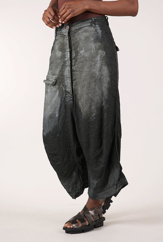 Rundholz Hand-Painted Linen Blend Pant, Seaweed Storm 
