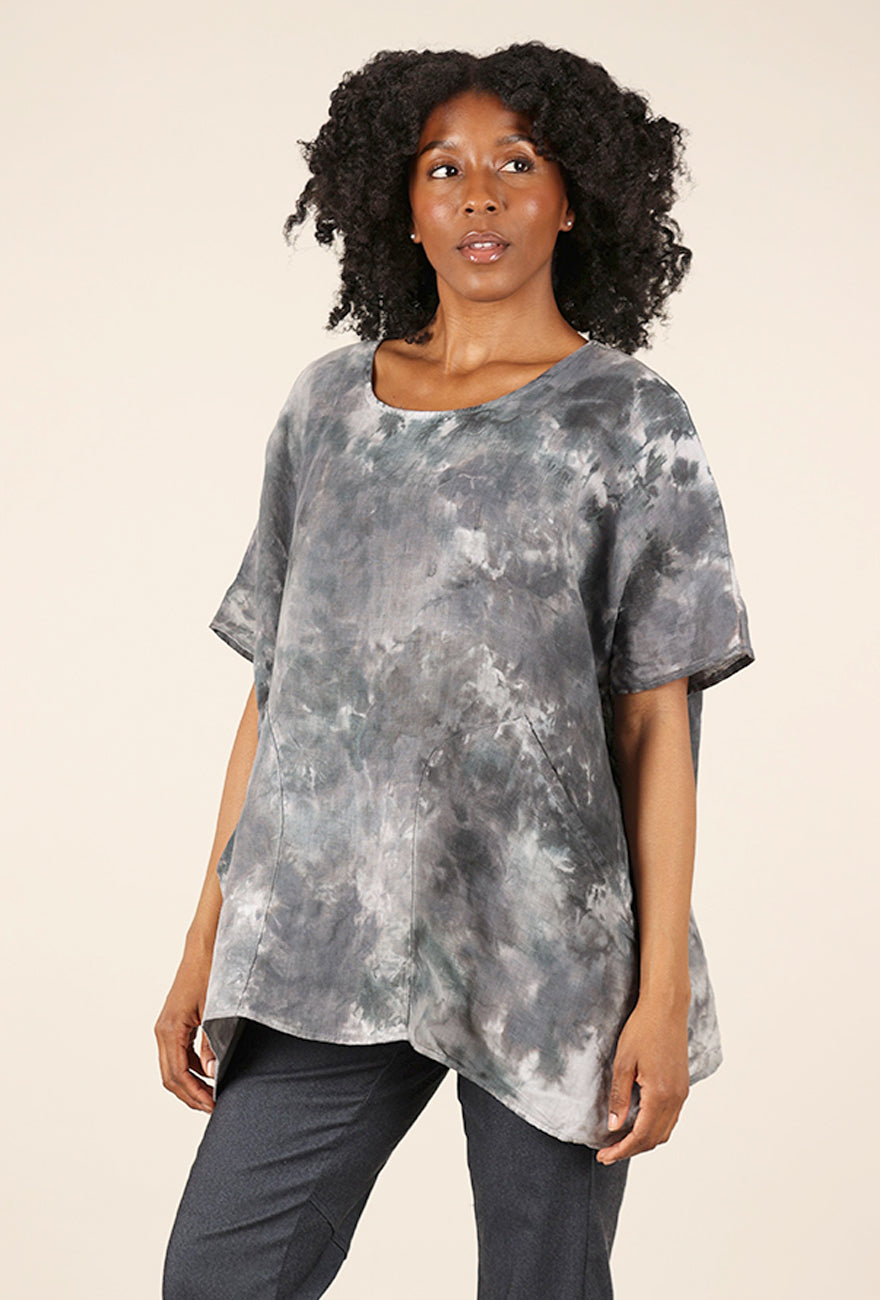 Heyne Bogut Linen Smoosh Dye Top, Gray 