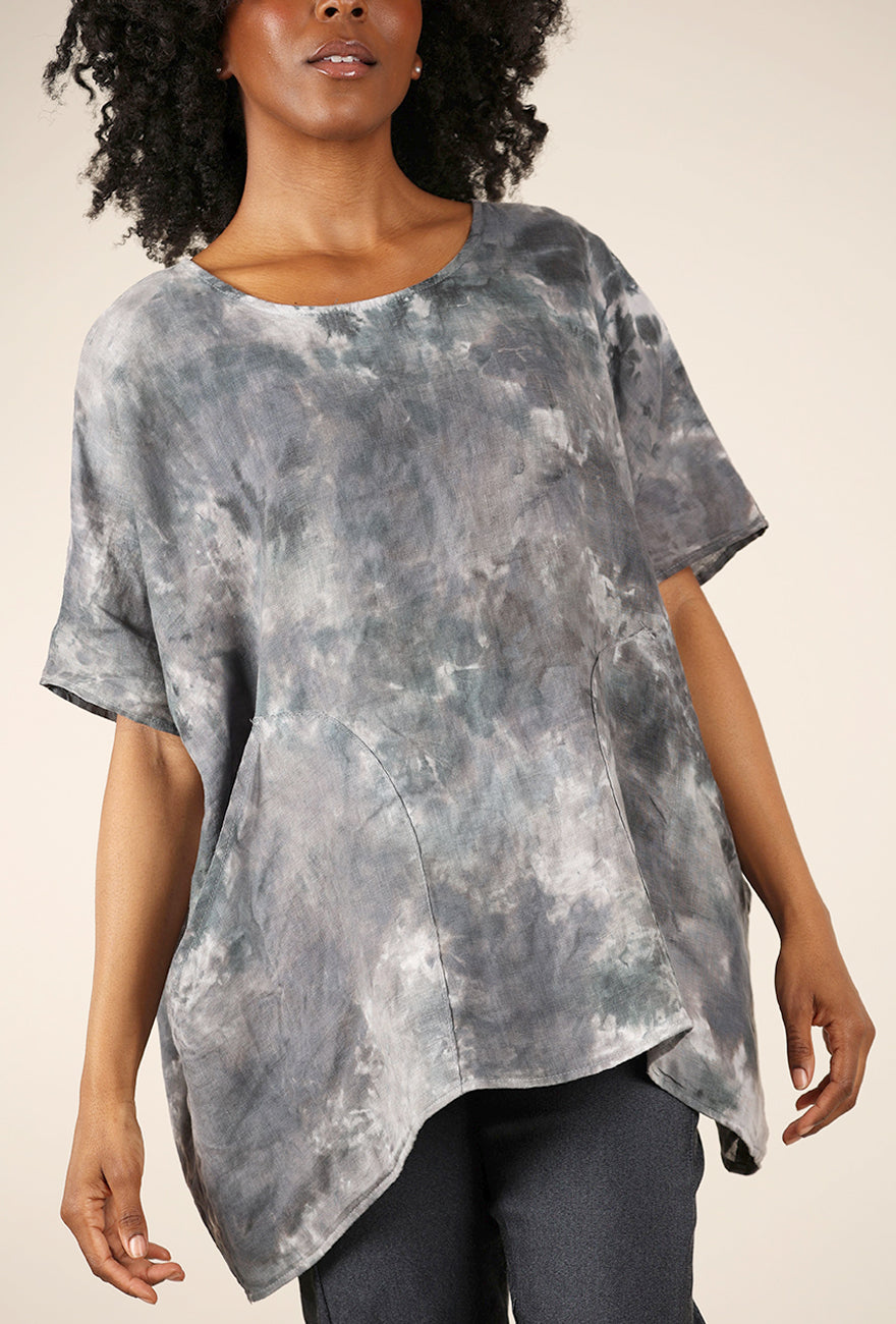 Heyne Bogut Linen Smoosh Dye Top, Gray 