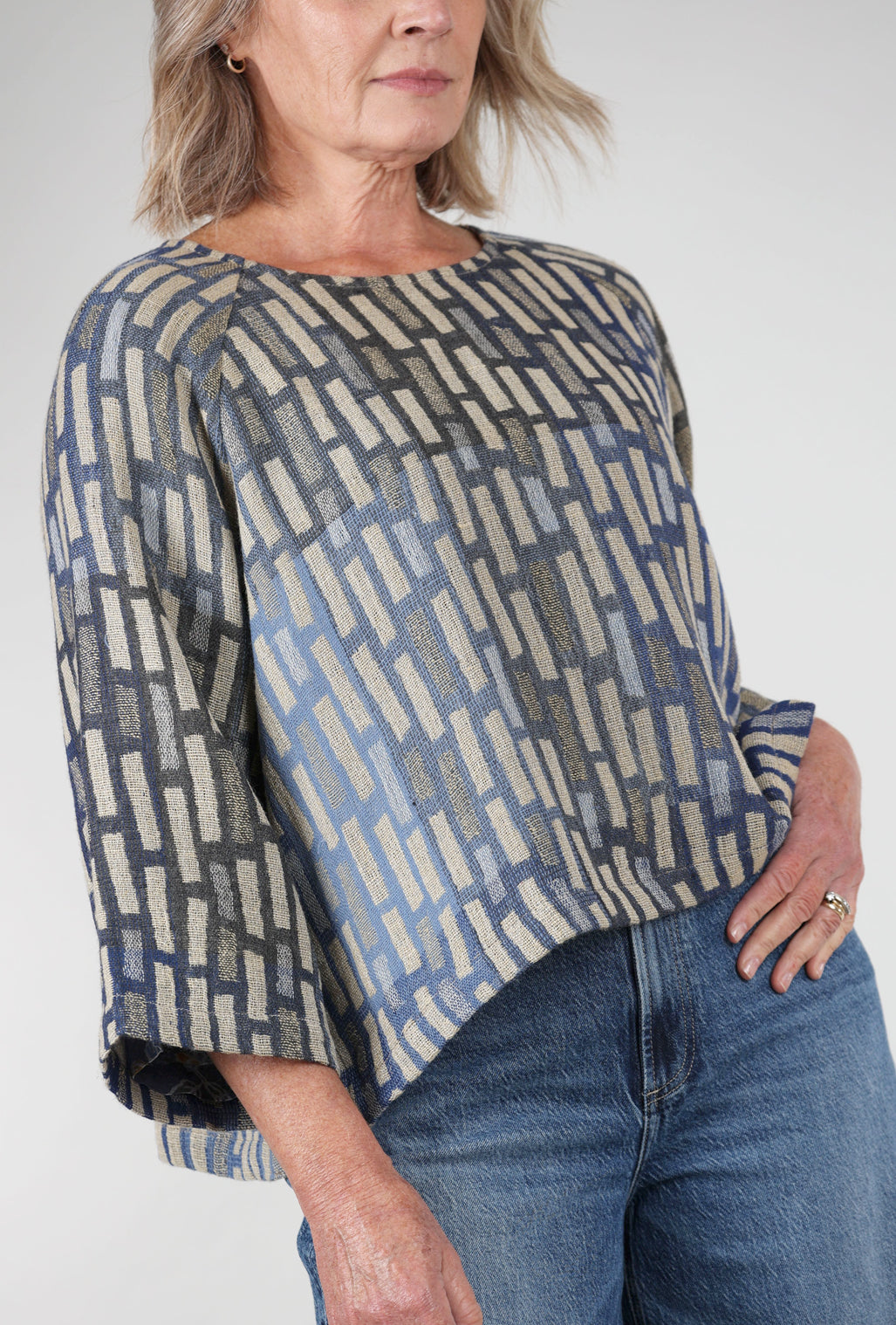 Neeru Kumar Cityscape Wool Top, Blue/Beige 