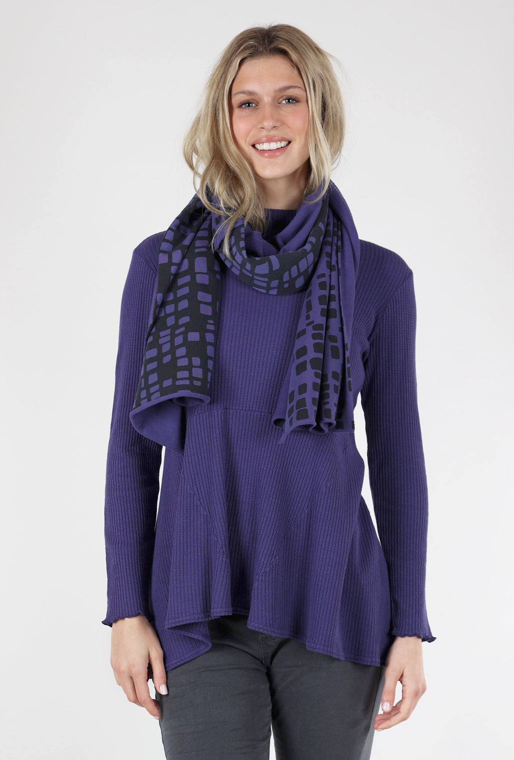Fenini Metro Print Shawl, Violet 