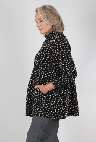 Cut Loose Dotty Wool Swing Jacket, Black Multi 