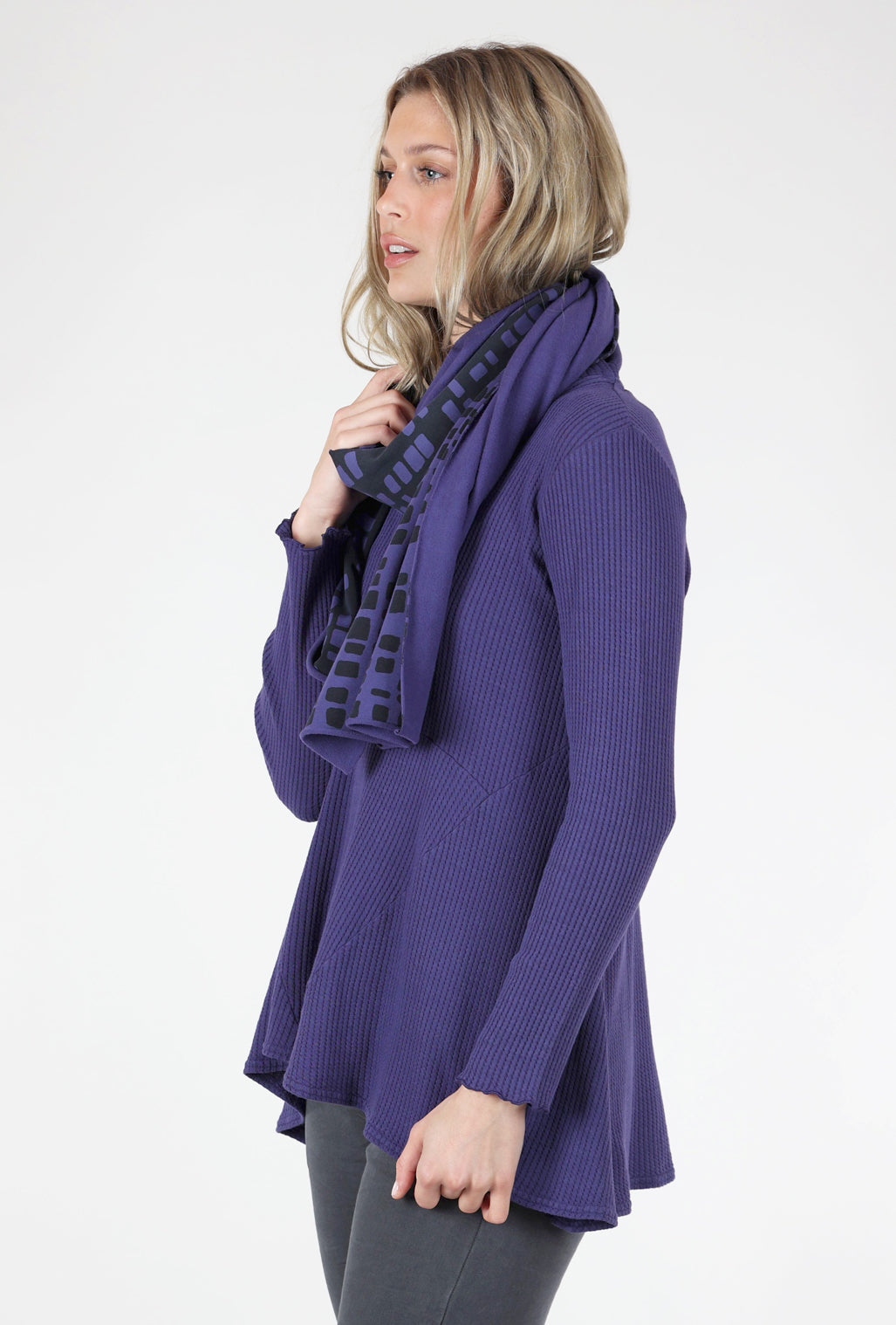Fenini Metro Print Shawl, Violet 
