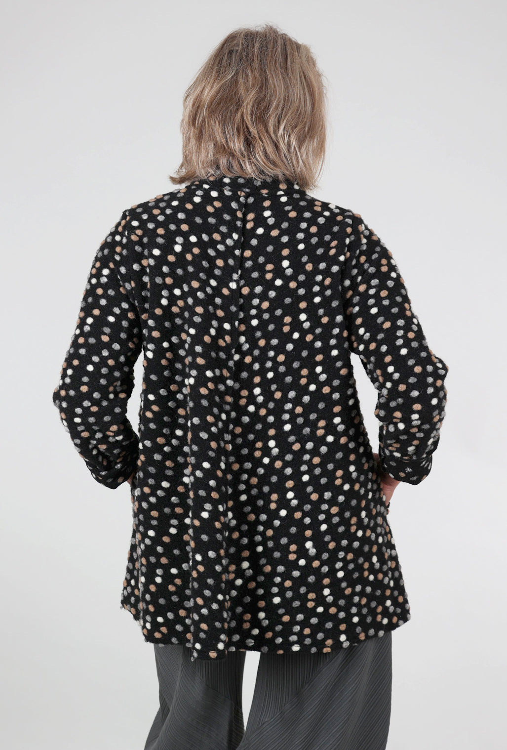 Cut Loose Dotty Wool Swing Jacket, Black Multi 