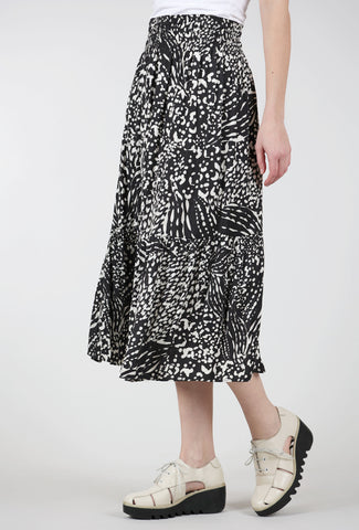 Grade & Gather Print Sateen Midi Skirt, Black 