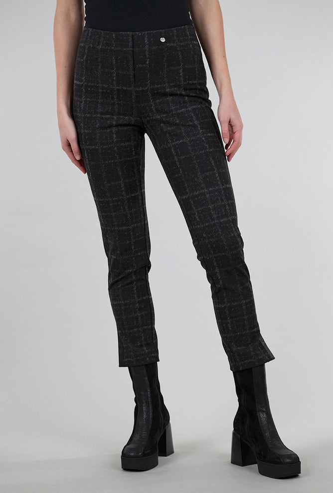 Robell Rose Plaid Pant, Charcoal 