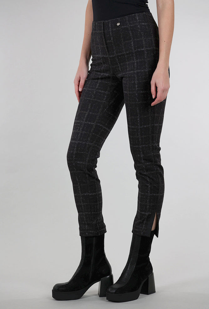 Robell Rose Plaid Pant, Charcoal 