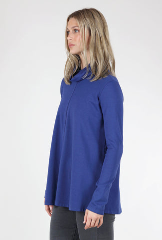 Eleven Stitch Foldover Turtleneck Top, Starry Night Blue 