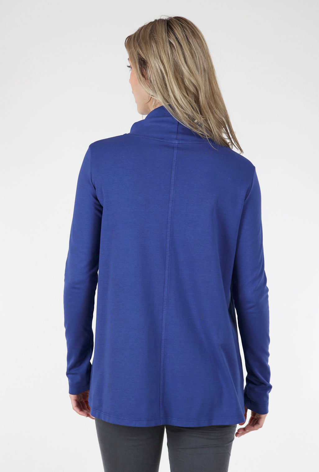 Eleven Stitch Foldover Turtleneck Top, Starry Night Blue 