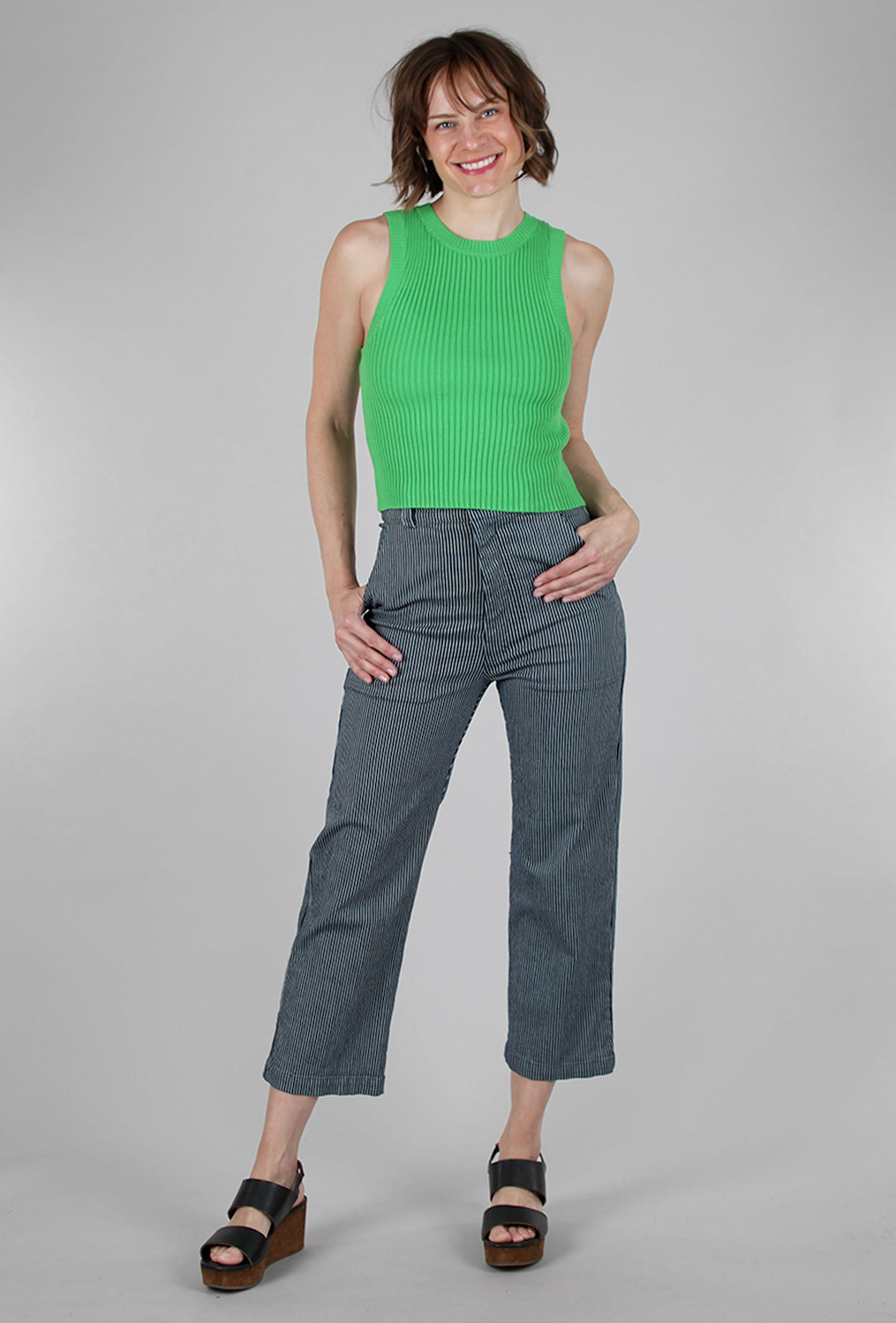 By Together Sawyer Cropped Sweater Tank, Kelly Green 
