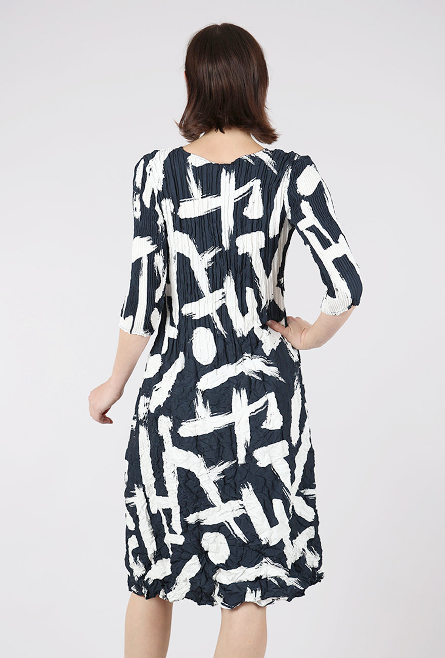 Alquema 3/4-Sleeve Smash Pocket Dress, Indigo Noise 