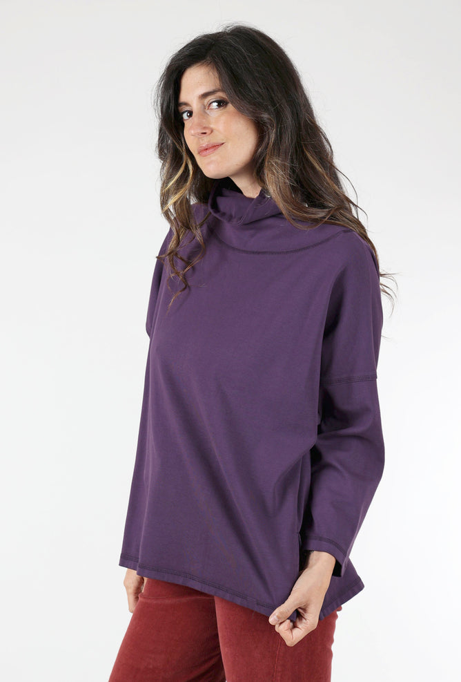 Eleven Stitch Snap Turtleneck Pullover, Eggplant 