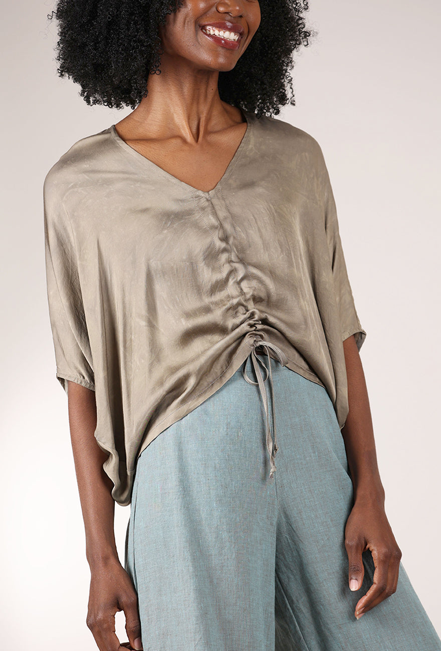Bryn Walker Satin Ria Shirt, Pietra 