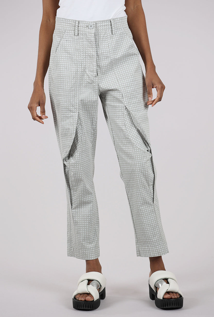 Rundholz Cotton Check Curve Seam Trouser, Gray 