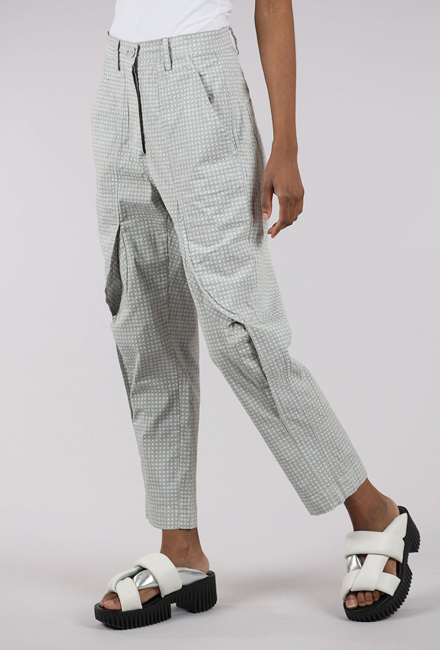 Rundholz Cotton Check Curve Seam Trouser, Gray 