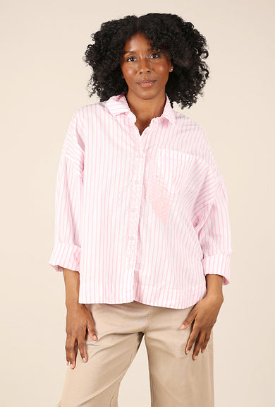 Paper Temples Lo Tie Print Button Up, Pink 