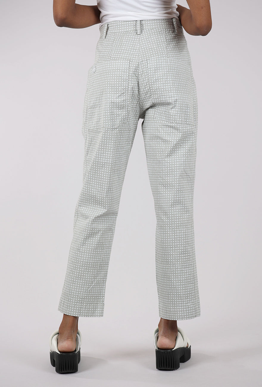 Rundholz Cotton Check Curve Seam Trouser, Gray 