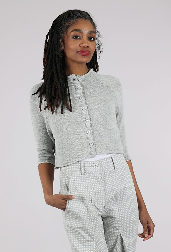 Rundholz Linen Knit Crop Cardie, Gray 