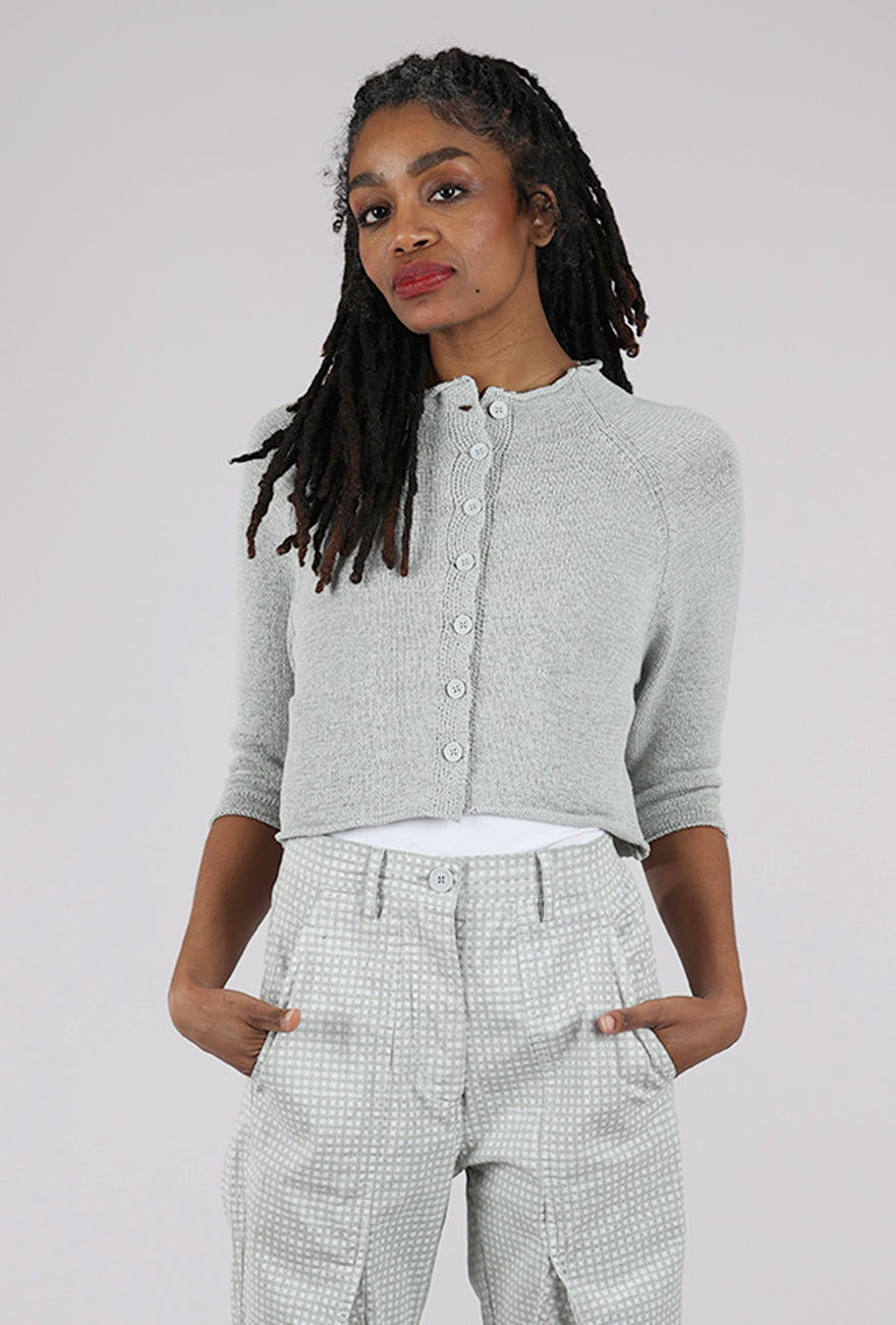 Rundholz Linen Knit Crop Cardie, Gray 