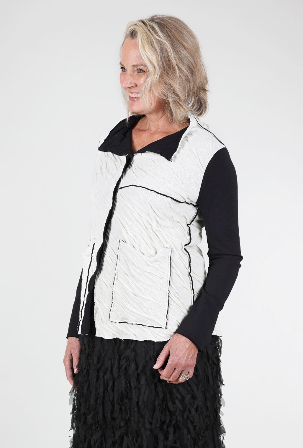 Kedziorek Candace Knit Jacket, White/Black 