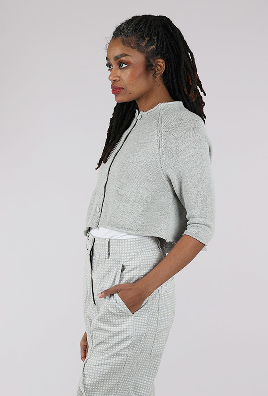 Rundholz Linen Knit Crop Cardie, Gray 