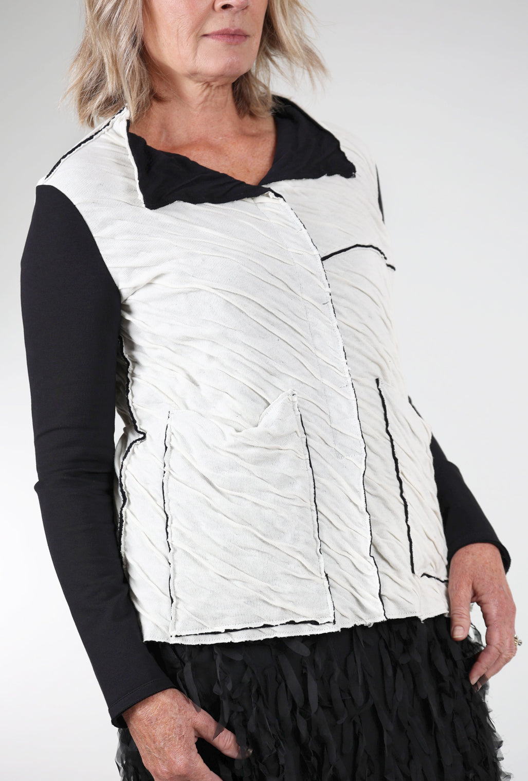 Kedziorek Candace Knit Jacket, White/Black 