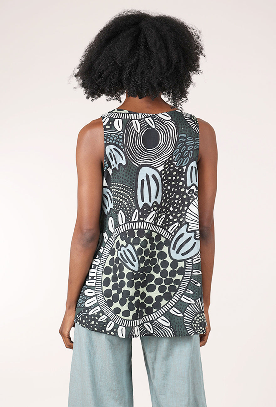 Rundholz Cotton Lawn Print Tank, Multi 